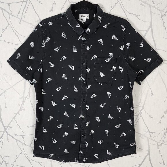 Abound Black Pizza Slice Print Cotton Stretch Short Sleeve Shirt - Picture 2 of 5